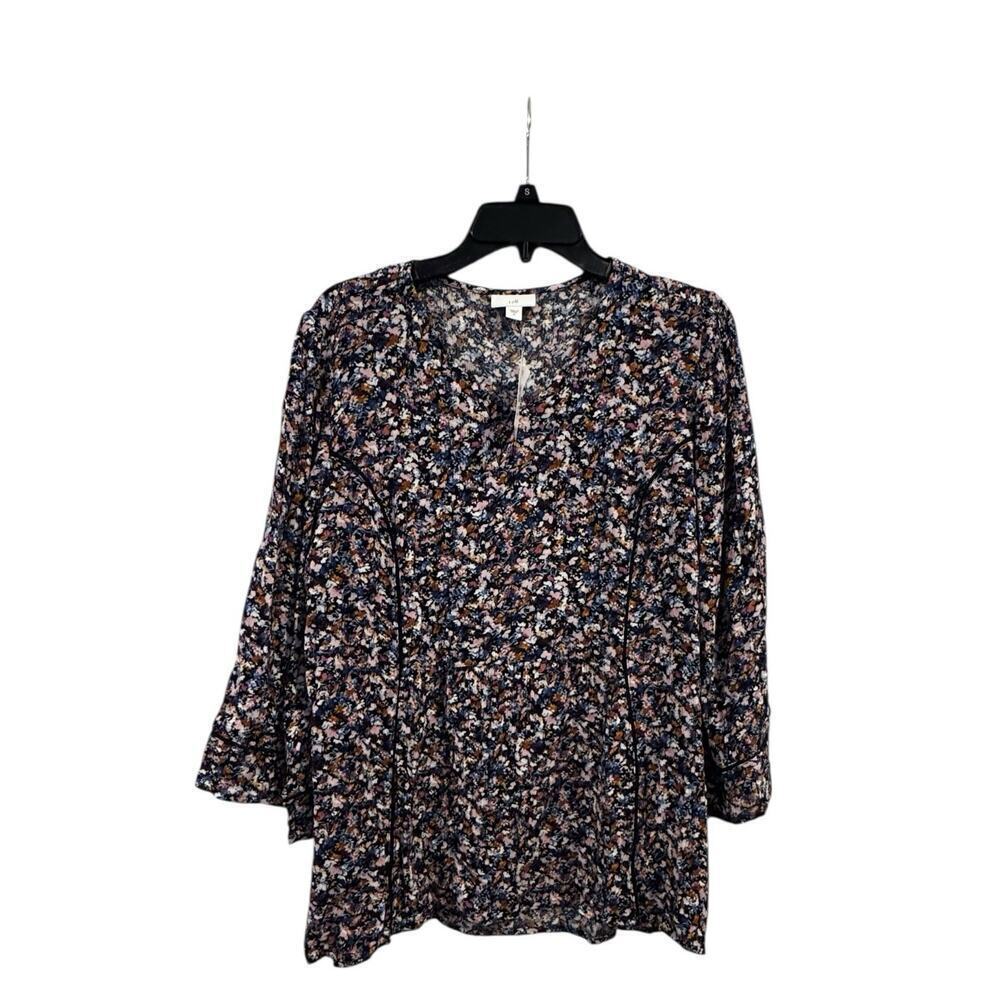 NWT J.Jill Multicolor Women’s Peasant Floral Top 3/4 Bell Sleeves Size M Boho